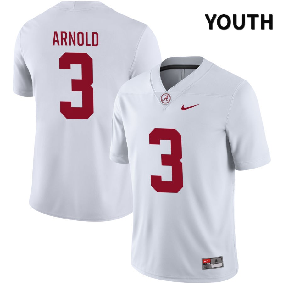 Alabama Crimson Tide Youth Terrion Arnold #3 NIL White 2022 NCAA Authentic Stitched College Football Jersey ZX16D63YX